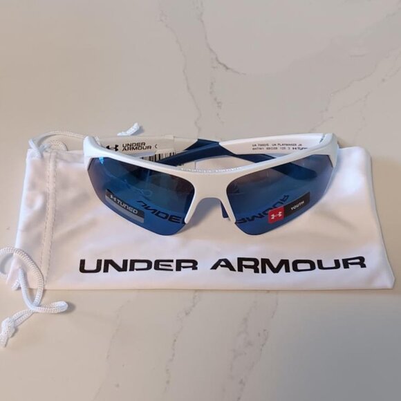 UNDER ARMOUR Sunglasses Youth PLAYMAKER JR Baseball White and Blue NEW - Picture 1 of 10